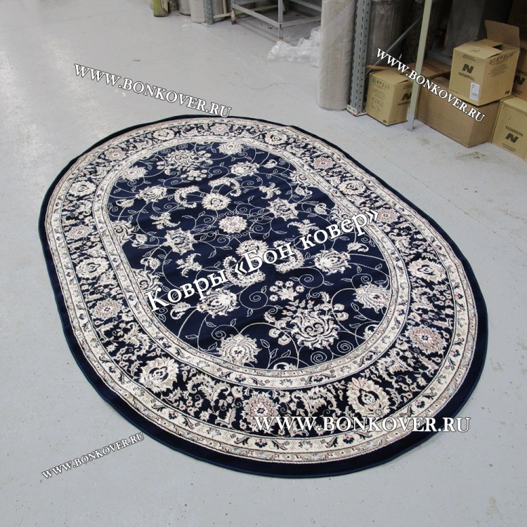 Турецкий Ковер Для гостиной дизайн 79 синий Овал